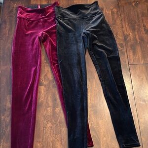 SPANX Women's Velour Leggings - Black and Burgundy, size small- set of 2